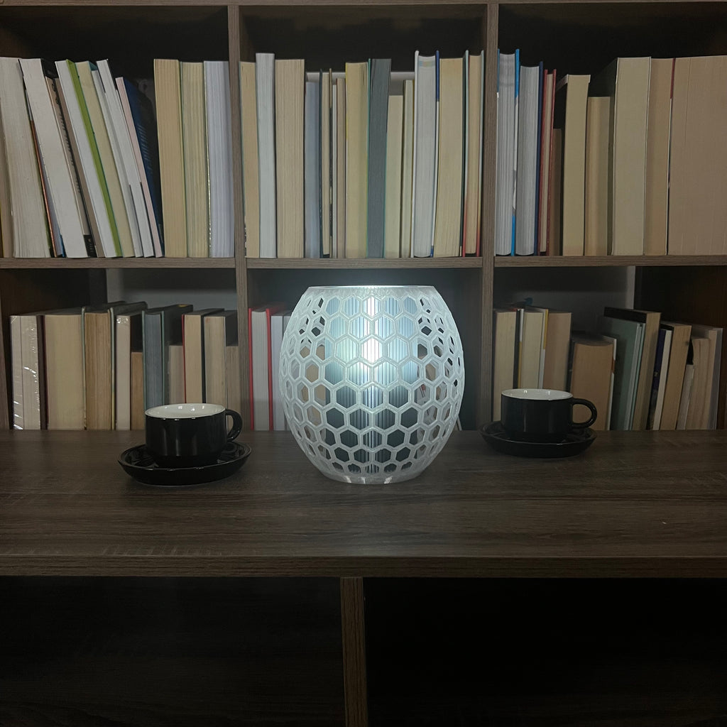 Lampara de mesa de panel de abeja y centro de tubo